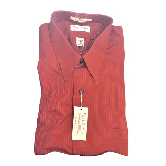 Men's 17 Neck 32/33 Sleeve XL Van Heusen Wrinkle Free Dress Shirt Point Collar - Picture 2 of 5